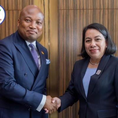 Hon. Okudzeto Holds Bilateral Talks with UN Secretary-General Candidate Carolyn Rodrigues-Birkett